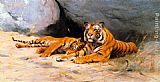 Tigers Resting by Wilhelm Kuhnert